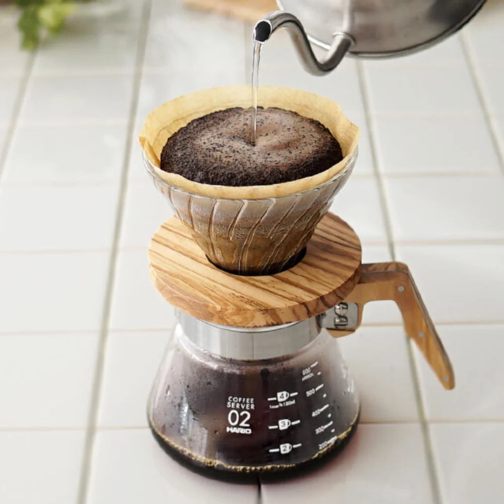 Hario Dripper V60 02 Glass and Olive Wood
